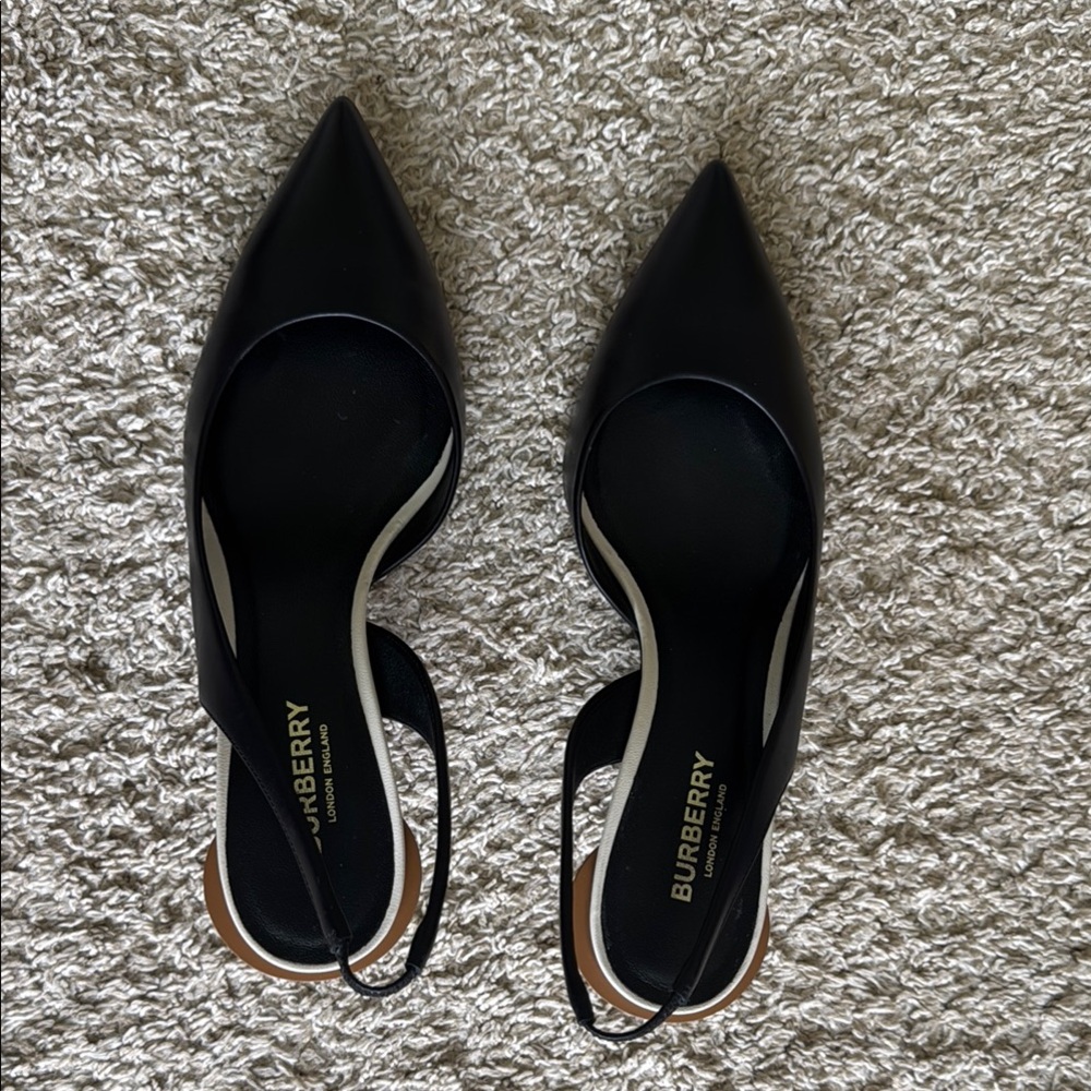 Authentic Burberry Black Women's Slingback Heels
